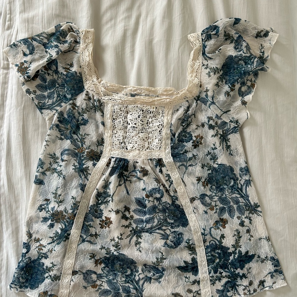 Ralph Lauren Cream Floral Lace Top
